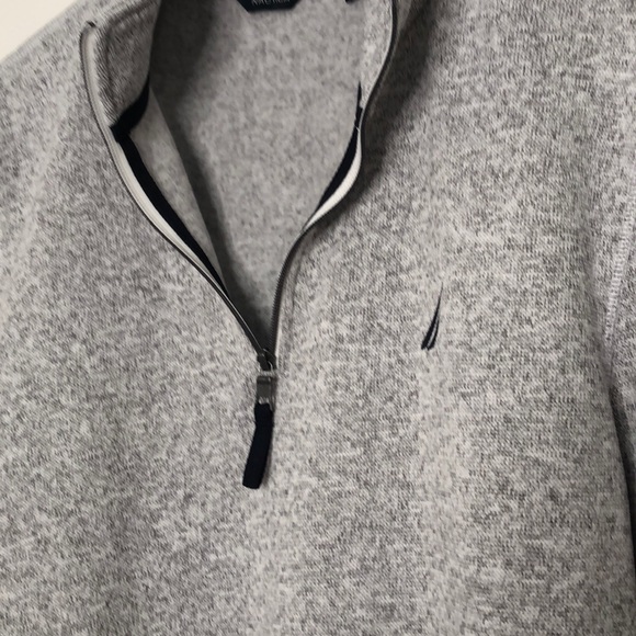 Nautica gray pullover sweater sz large quarter zip - Picture 4 of 4